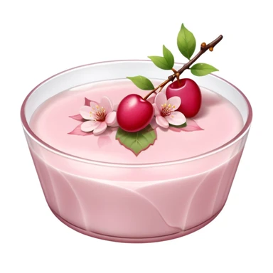 Sakura pudding shaped like a leaf with cherry blossom garnish sticker