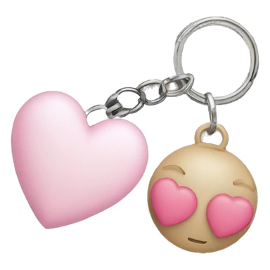 keychain with pink heart charm and beige charm sticker
