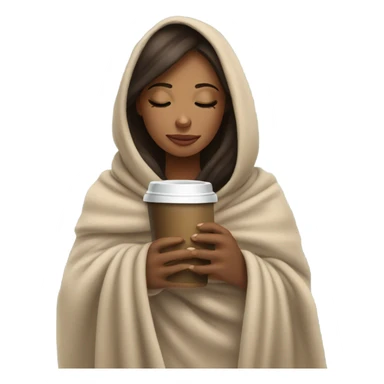 Brunette girl inside a blanket sipping coffee eyes closed sticker