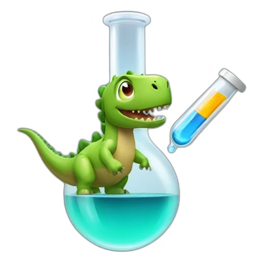 dinosaur with test tube sticker
