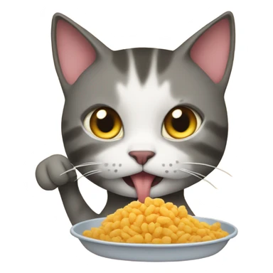 Cat eating food sticker