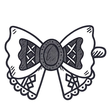 gothic hair clip, sketchy, whimsical, gothic lace accents, black and purple sticker