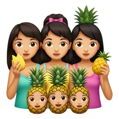 4 dark haired girls eating in Hawaii sticker