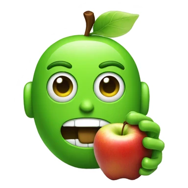 Green Android eating an apple sticker