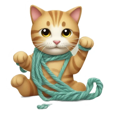 cat playing with yarn sticker