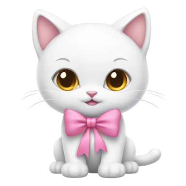 White kitty with a pink bow sticker
