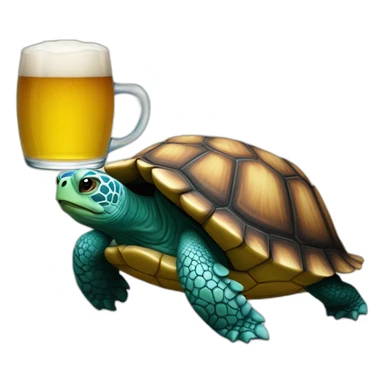 une tortue avec une bierre sticker