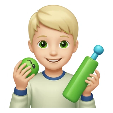 kid playing green formula toy sticker