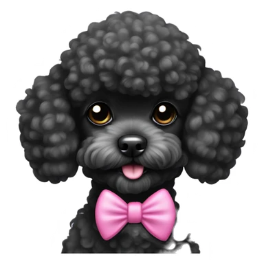 Black toy poodle with pink bow sticker
