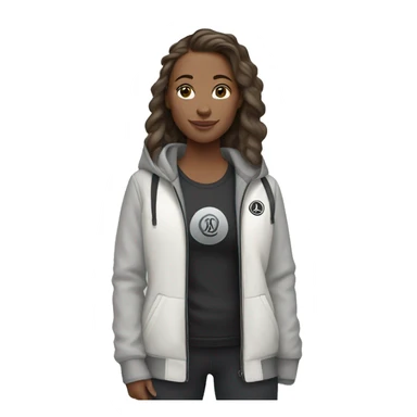 White girl wearing Lululemon jacket sticker