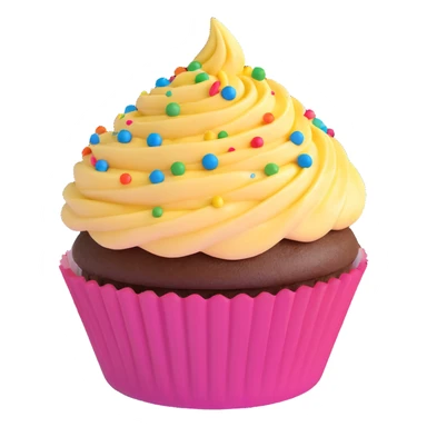 rainbow cupcake, 3D style, glossy icing, colorful sprinkles sticker