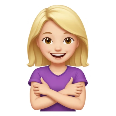 girl with arms crossed and laughing sticker