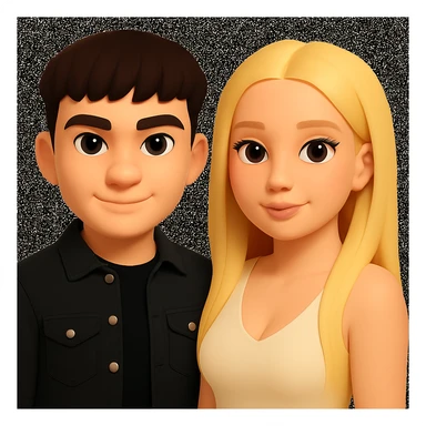 Slightly increase the volume of the upper body of the girl, slightly turn her to face forward, and make the skin color uniform. Maintain the cartoonish 3D style in the edit. sticker