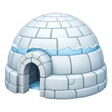 igloo with snow covered half of the top sticker