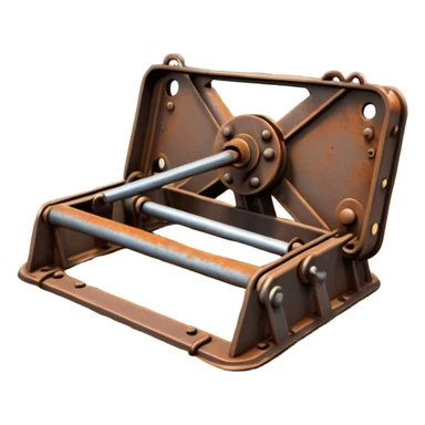 Realistic rusty bear trap open on forest ground, sharp metal jaws, detailed steel texture, natural lighting sticker