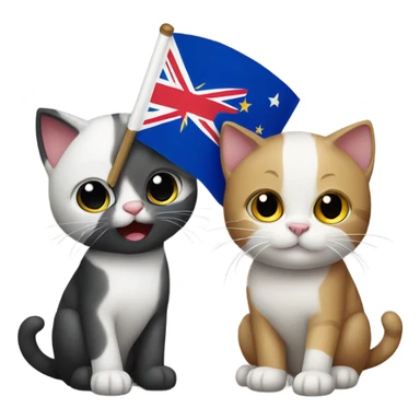 Cat holding a Philippines flag and a New Zealand flag sticker