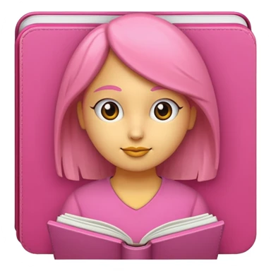chica rosa pensando con libro ideas sticker