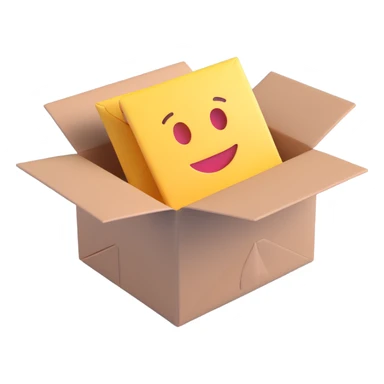a box and an envelope together, 3D emoji style sticker