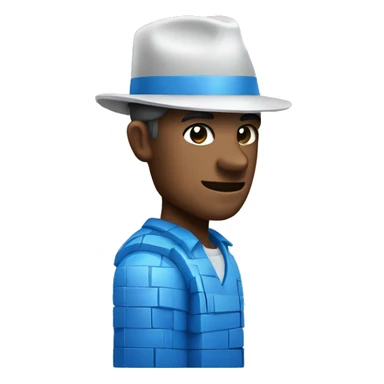 man made of blue bricks sticker