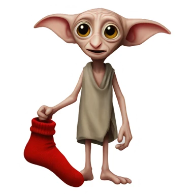 Dobby holds a red sock in his hand sticker
