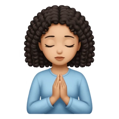 brown girl praying curls black hair and eyes closed sticker