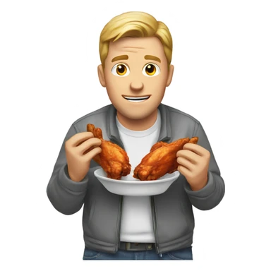 White guy eating chicken wings sticker
