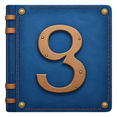 Dark blue book with a number "9" in the cover sticker