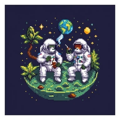 multiple apes in space suits floating and smoking weed sticker