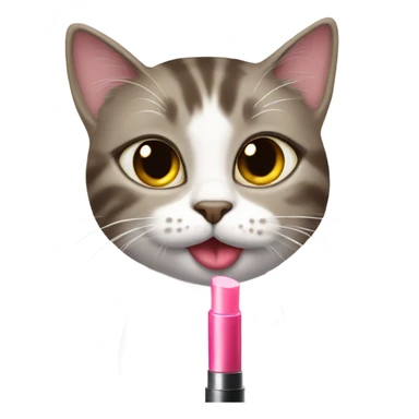 Cat putting lipgloss sticker