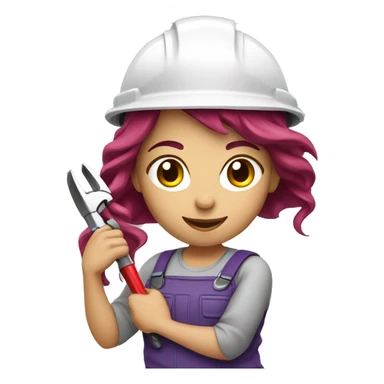 Female electrician with purplered hair and tools  sticker