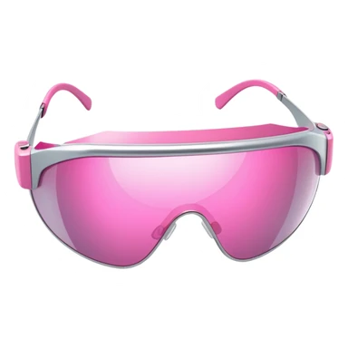 pink tinted shield visor glasses with metallic rim, Y2K futuristic style sticker