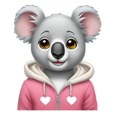 Koala with hoodie and heart eyes sticker