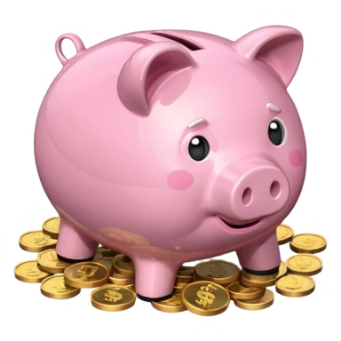 Isometric piggy bank with cash sticker