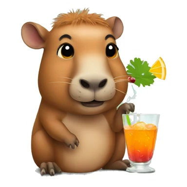 a funny capibara drinking cocktail sticker