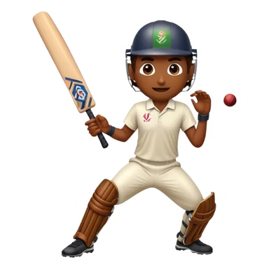 Cinematic Realistic Cricket Pop Culture Emoji, depicted with a dynamic, action‚Äêpacked scene capturing the spirit of India's beloved sport rendered with vibrant textures and energetic lighting. sticker