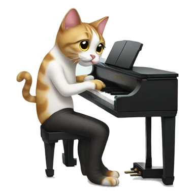 Cat playing piano sticker