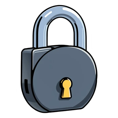 large heavy metal padlock with shiny chrome finish sticker