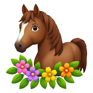 Horse with flowers around it sticker