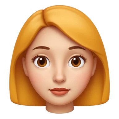 Ultra high quality 3D emoji style female avatar, Apple emoji inspired, smooth realistic 3D render.
Young woman with symmetrical cute face, soft rounded cheeks, small nose, glossy lips, big expressive brown eyes with subtle shine. sticker