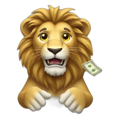 Lion handing out money sticker
