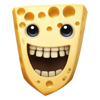 scary cheese face with sharp teeth and big eyes sticker