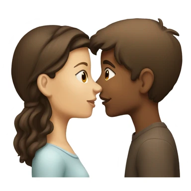 white brunette girl and brown boy kissing sticker