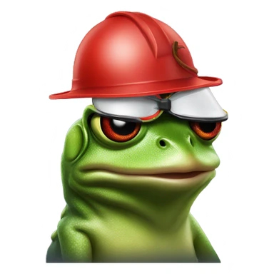 a frog wearing all black and a red helmet and smoking a sigar  sticker