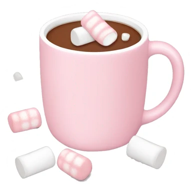 Light Pink mug of hot chocolate with marshmallows  sticker