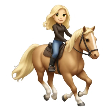 Light skin girl with blond hair riding horse sticker