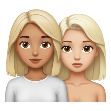 tan brunette girl with white blonde girl sticker