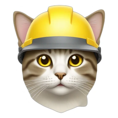 cat wearing yellow construction helmet flat face hazy eye sticker