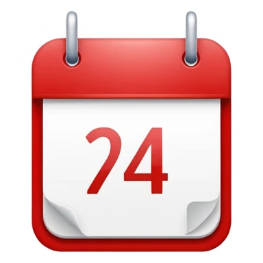 red and white calendar with the number "14" sticker