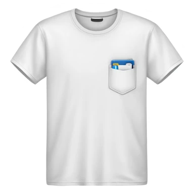 white t-shirt with a small pocket sticker