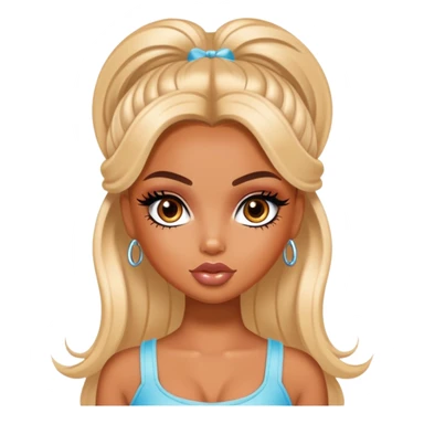 pretty y2k bratz baddie, pretty makeup, y2k hairstyle sticker
